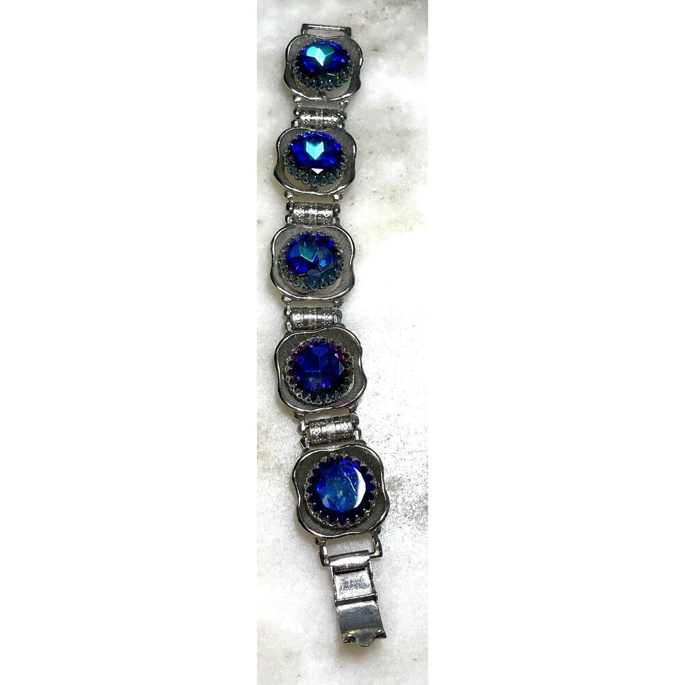 Beautiful Colorful Vintage Purple Blue Vintage Large Heliotrope Crystal Bracelet